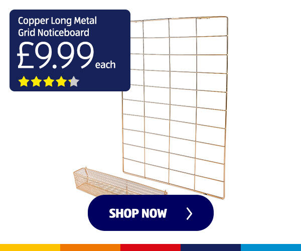 Copper Long Metal Grid Noticeboard - Shop Now