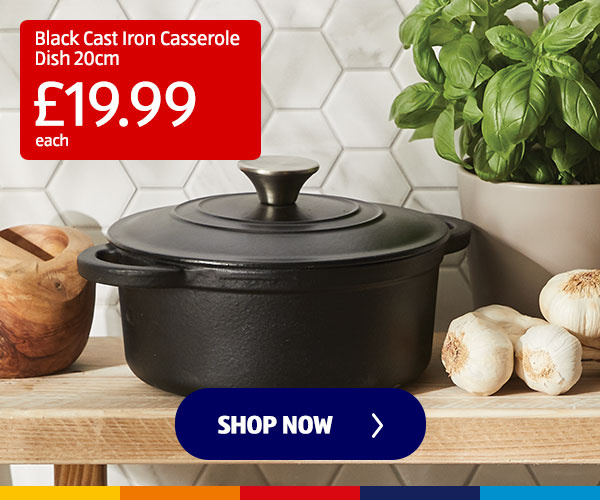 Black Cast Iron Casserole Dish 20cm - Shop Now