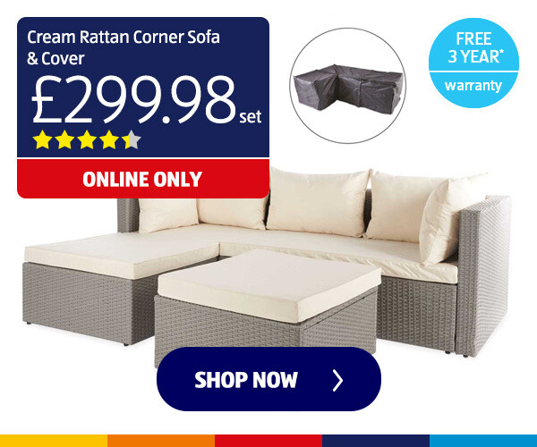 Cream Rattan Corner Sofa & Cover