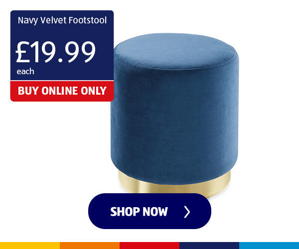 Navy Velvet Footstool - Shop Now