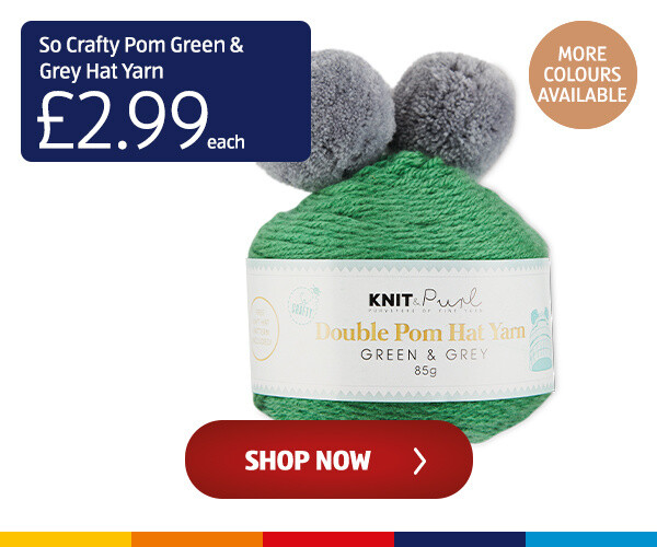 So Crafty Pom Green & Grey Hat Yarn