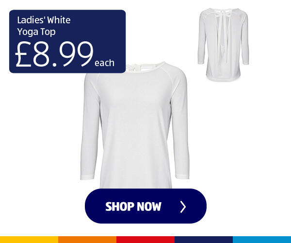 Ladies' White Yoga Top - Shop Now