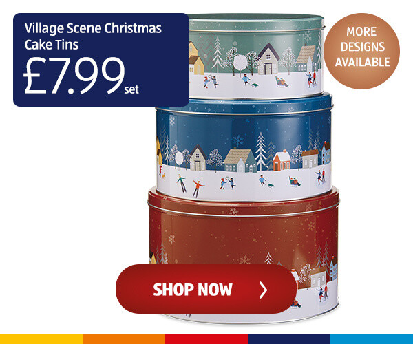 Village Scene Christmas Cake Tins