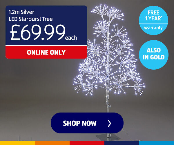 1.2m Silver LED Starburst Tree