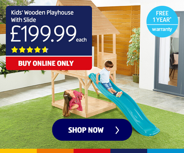 Kids' Wooden Playhouse With Slide