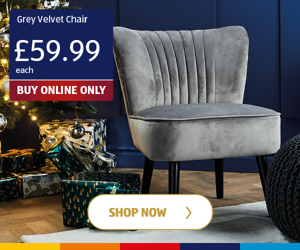 Scallop Grey Velvet Chair - Shop Now