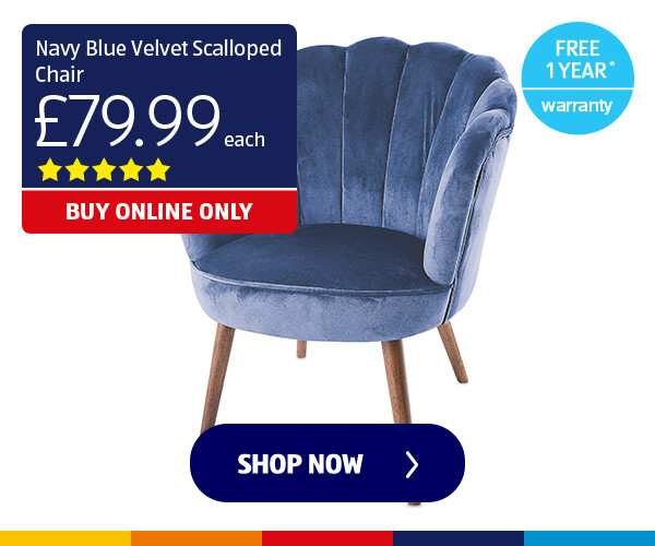 Navy Blue Velvet Scalloped Chair - Shop Now