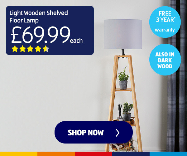 Light Wooden Shelved Floor Lamp