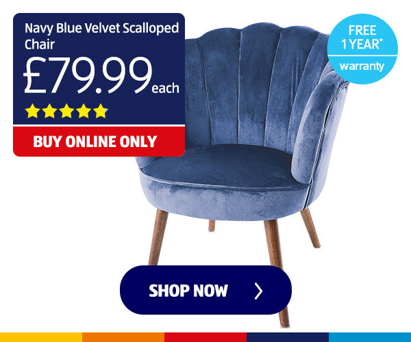 Navy Blue Velvet Scalloped Chair - Shop Now