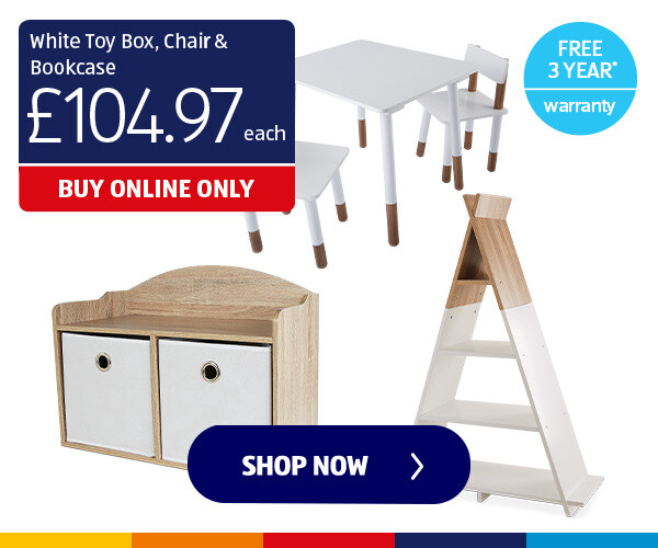 White Toy Box, Chair & Bookcase - Shop Now