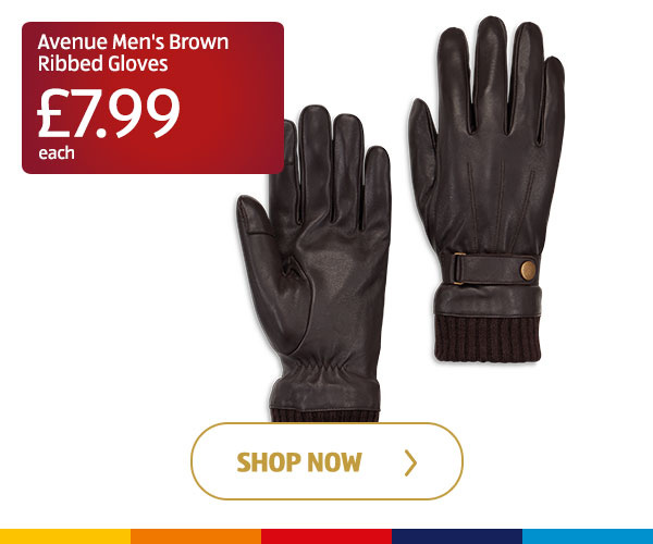 Avenue Men's Brown Ribbed Gloves - Shop Now