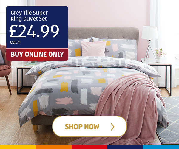 Grey Tile Super King Duvet Set - Shop Now