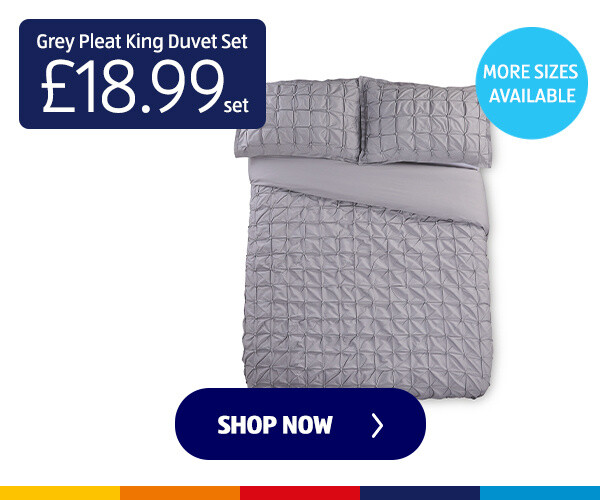 Grey Pleat King Duvet Set