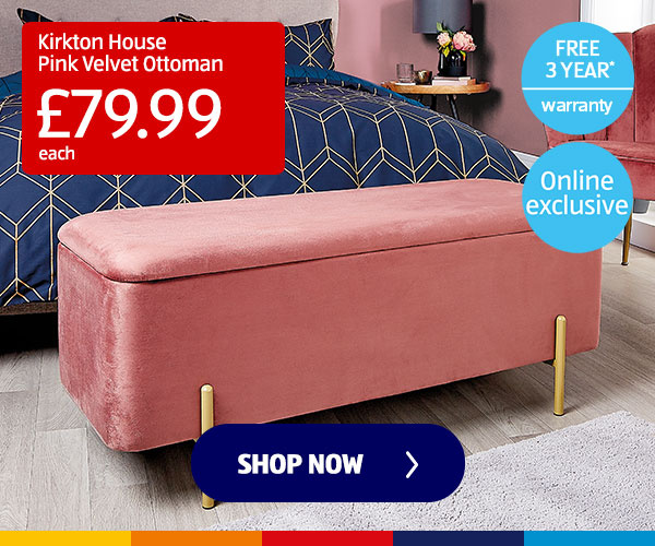 Kirkton House Pink Velvet Ottoman - Shop Now