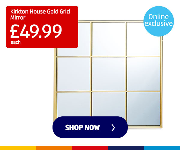 Kirkton House Gold Grid Mirror - Shop Now