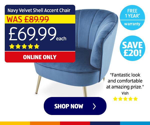 Navy Velvet Shell Accent Chair