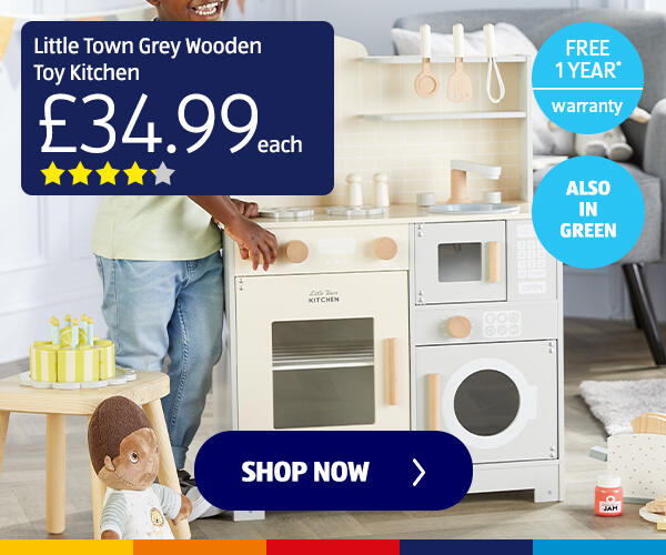 Little Town Grey Wooden Toy Kitchen