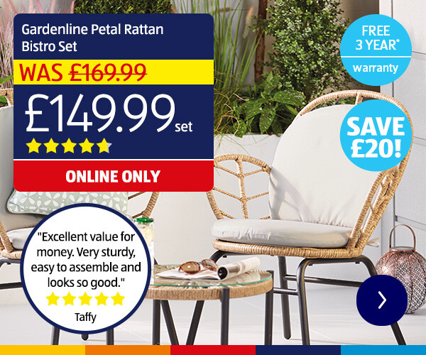 Gardenline Petal Rattan Bistro Set