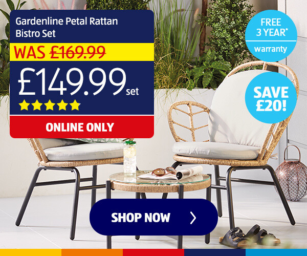 Gardenline Petal Rattan Bistro Set