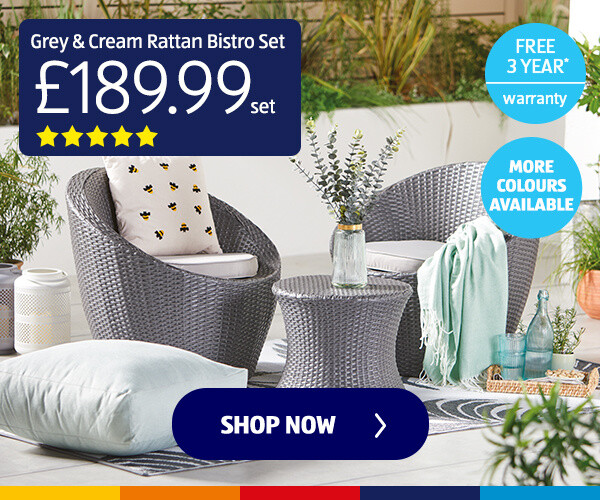 Grey & Cream Rattan Bistro Set