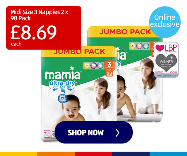 Midi Size 3 Nappies 2 x 98 Pack - Shop Now