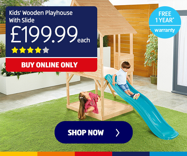 Kids' Wooden Playhouse With Slide