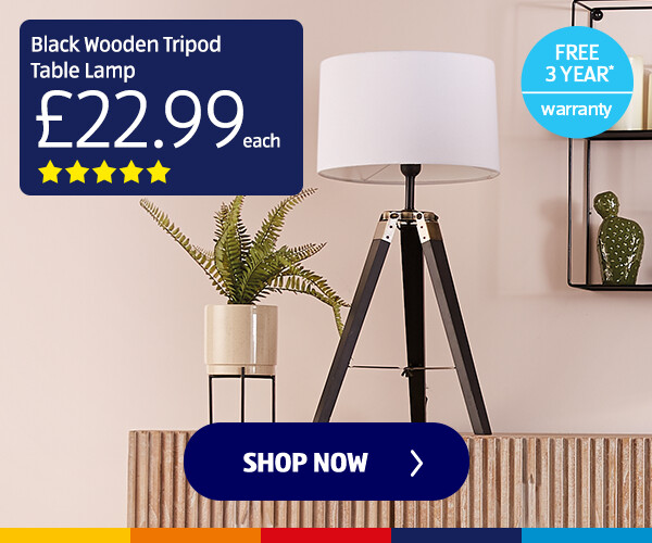 Black Wooden Tripod Table Lamp