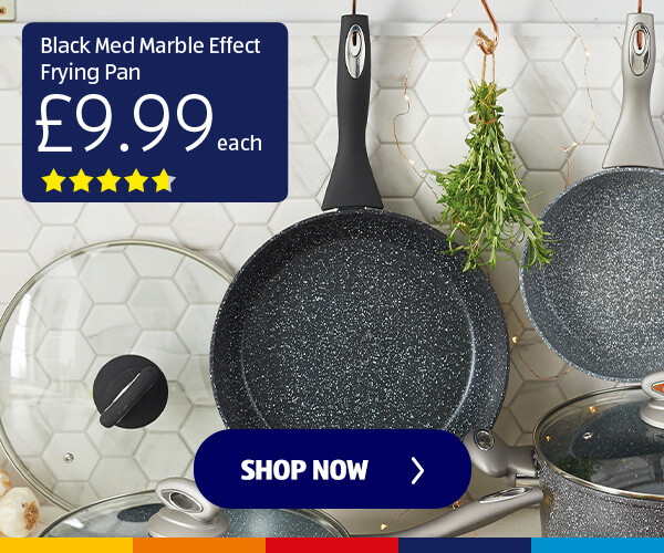 Black Med Marble Effect Frying Pan - Shop Now