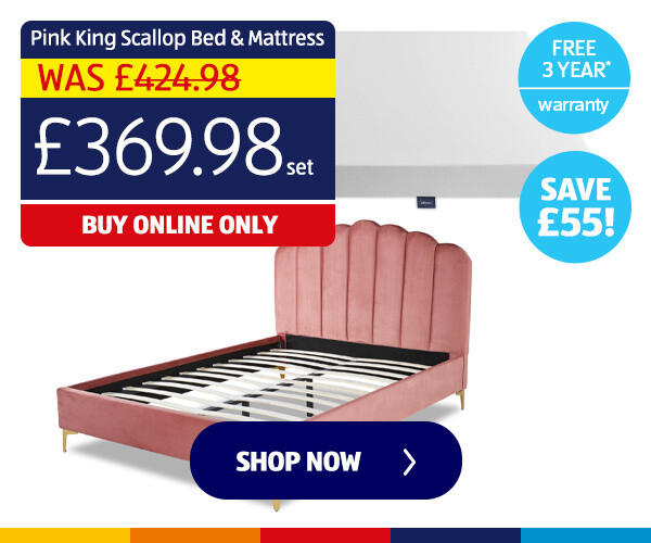 Grey King Size Scallop Bed