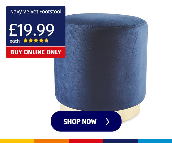 Navy Velvet Footstool - Shop Now