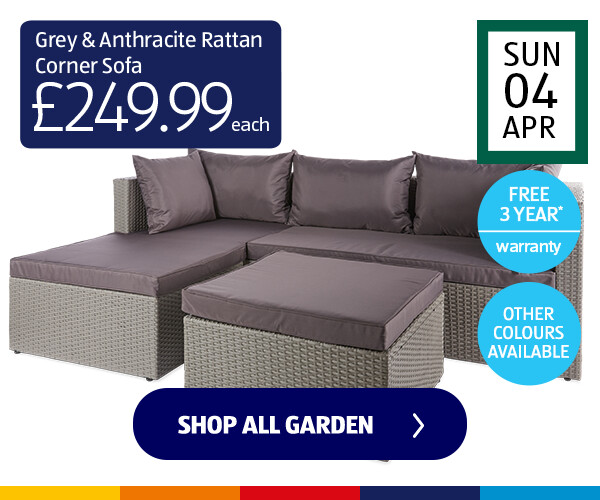 Grey & Cream Rattan Corner Sofa - Shop Now