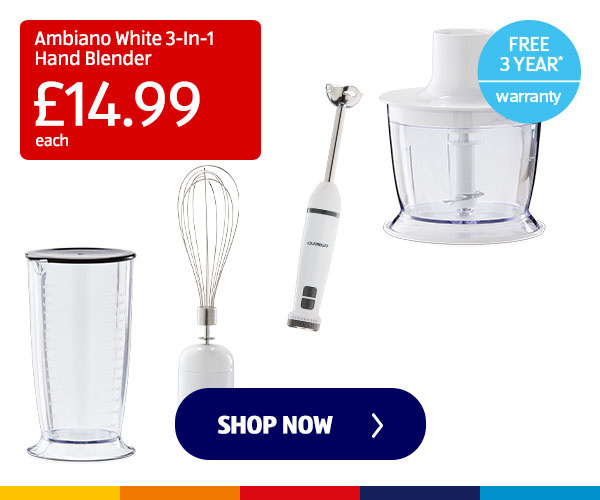 Ambiano White 3-In-1 Hand Blender - Shop Now