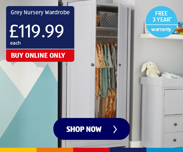 Nursery Wardrobe Grey - Shop Now