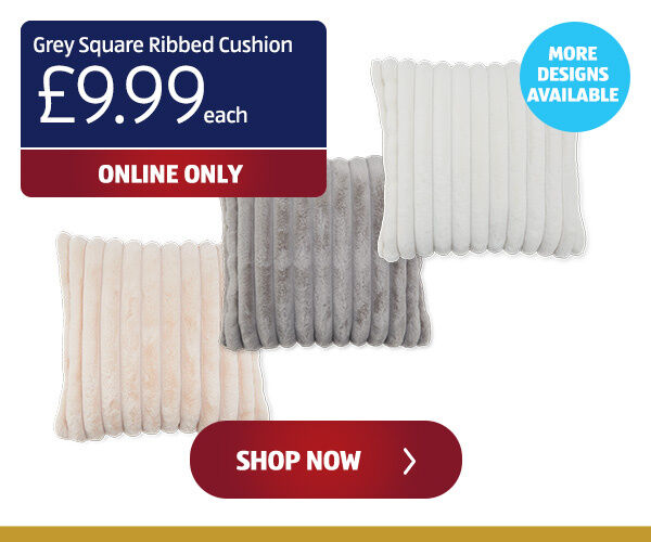 Grey Square Ribbed Cushion