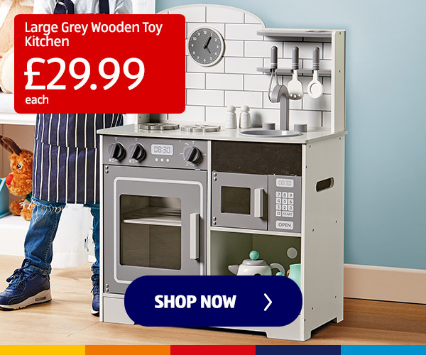 Large Grey Wooden Toy Kitchen - Shop Now