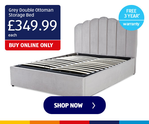 Grey Double Ottoman Storage Bed - Shop Now