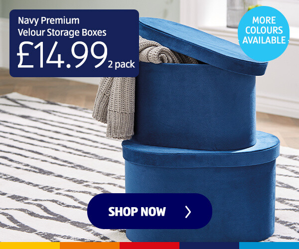 Navy Premium Velour Storage Boxes