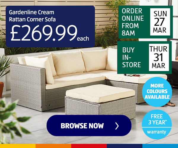 Gardenline Cream Rattan Corner Sofa