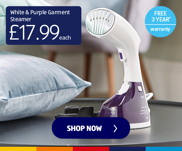 White & Purple Garment Steamer - Shop Now