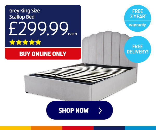 Grey King Size Scallop Bed