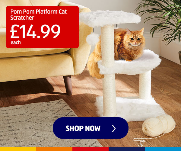 Pom Pom Platform Cat Scratcher - Shop Now