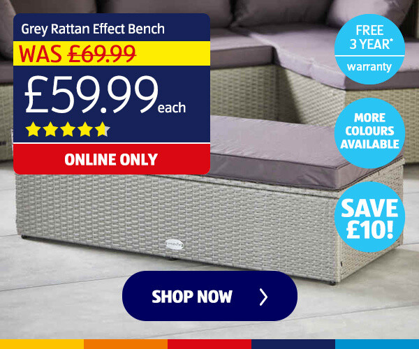 Grey Rattan Effect Bench