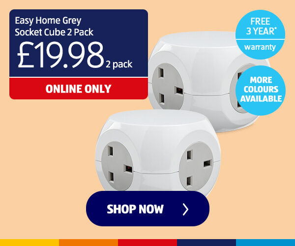 Easy Home Grey Socket Cube 2 Pack