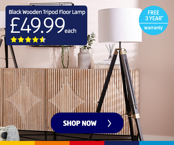 Black Wooden Tripod Floor Lamp