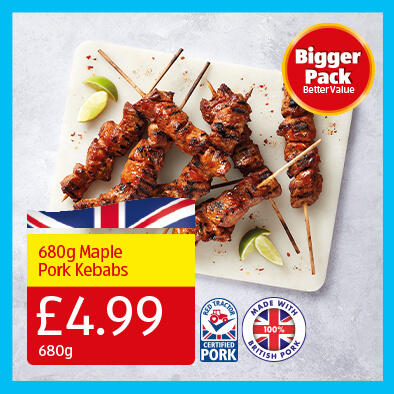 680g Maple Pork Kebabs - £4.99 680g