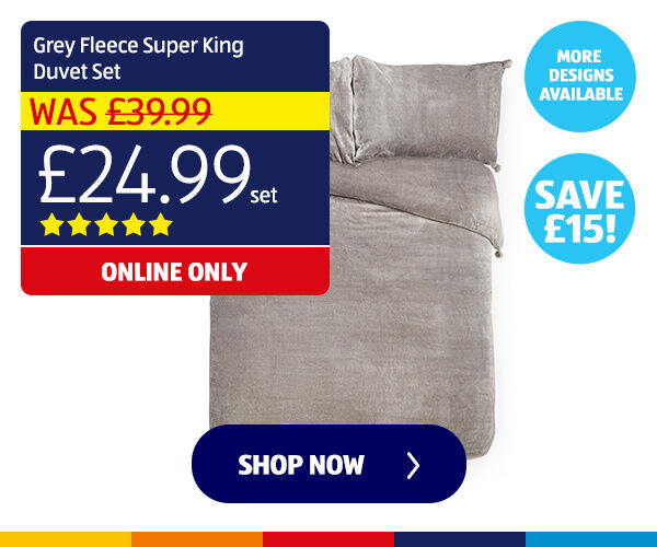 Grey Fleece Super King Duvet Set