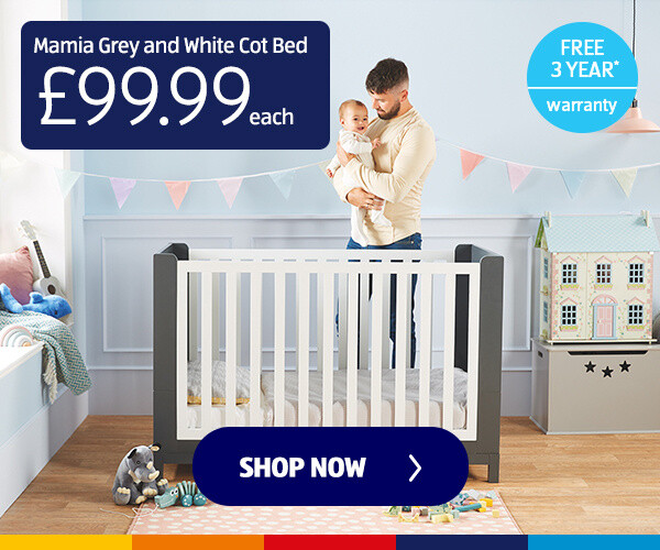 Mamia Grey and White Cot Bed