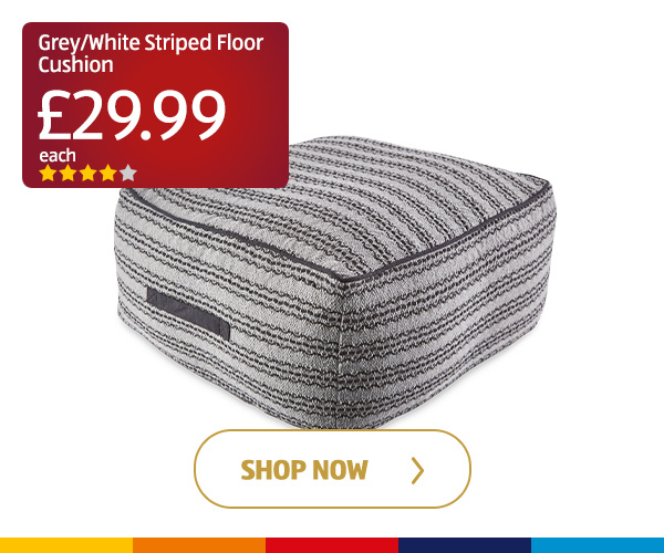 Grey/White Striped Floor Cushion - Shop Now