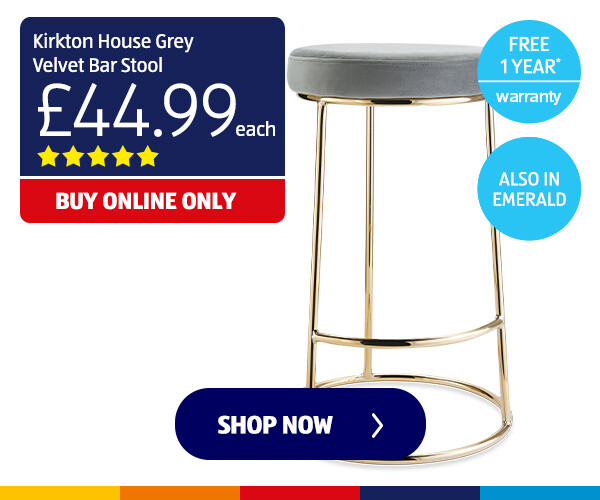 Kirkton House Grey Velvet Bar Stool