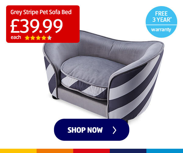 Grey Stripe Pet Sofa Bed - Shop Now